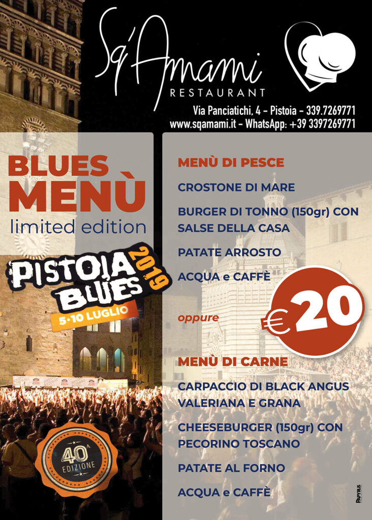 Grafica e manifesto per “Blues Menù” – Ristorante Sq’Amami