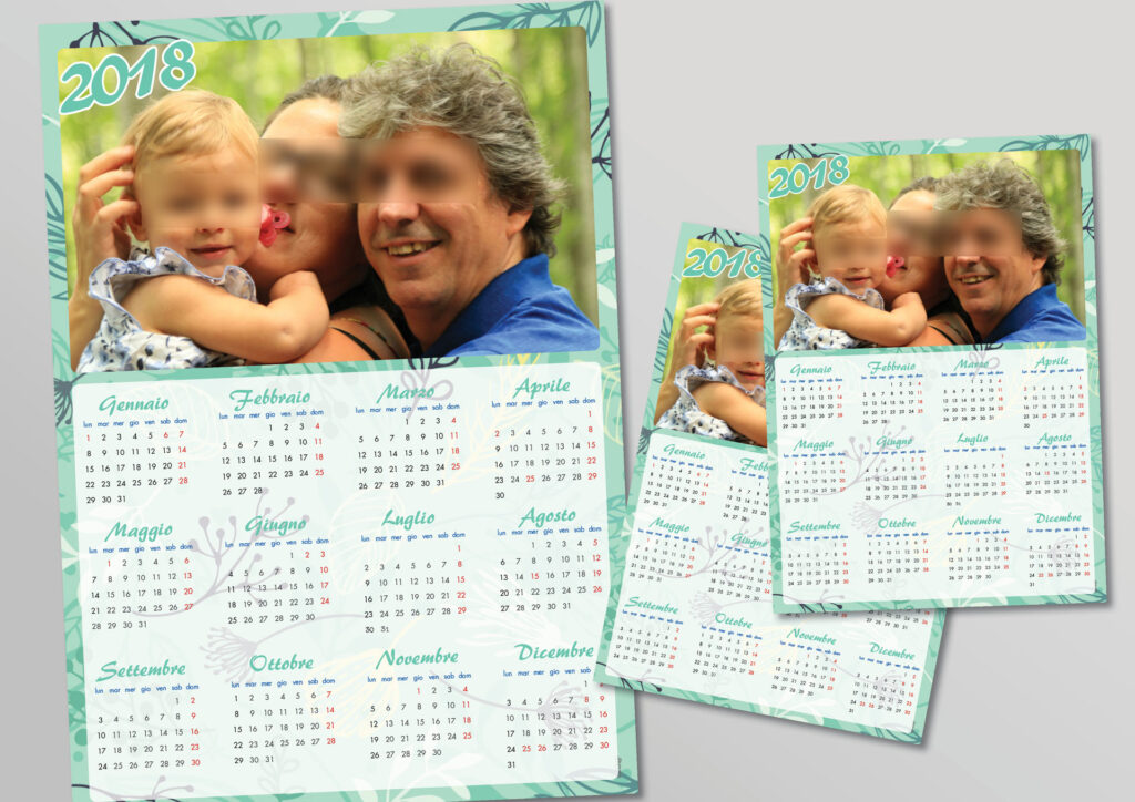 Calendario illustrato monopagina – Famiglia