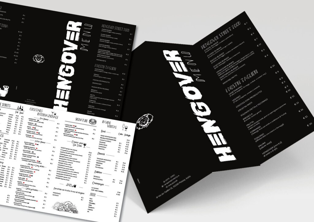 Menu pieghevole grande formato – Locale Hengover