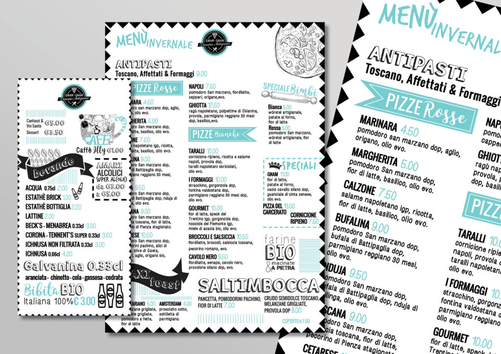 Menu Mono Pagina Pizzeria Artigiana Gnam Gnam